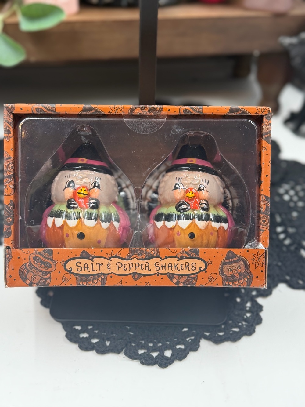 johanna parker thanksgiving pilgrim turkey salt pepper shakers nib